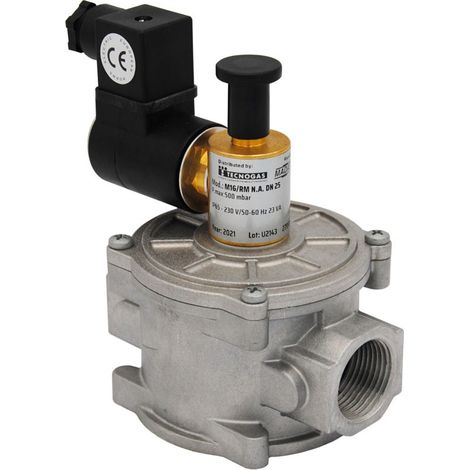 Elettrovalvola per gas in alluminio - 1"1/4 FF - normalmente aperta a riarmo manuale senza tensione, pressione max. 500 mbar 00000050334 (1/3)