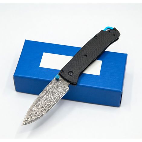 Coltello a serramanico con lama in acciaio damasco e manico in fibra di carbonio 190 mm (1/5)