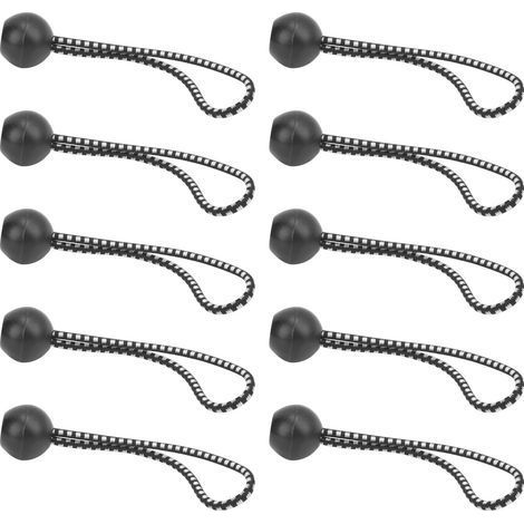Packung mit 10 Kugelclips für Zelte, mit elastischen Spannern und Kugelschnüren, für Markisen (schwarz und weiß). (1/5)