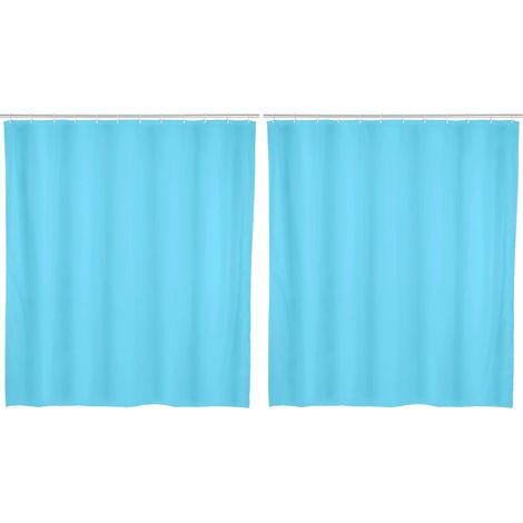 Rideau de Douche Zen Bleu - Hydrofuge, Entretien Facile, Polyéthylène, 120 x 200 cm, Bleu Lot de 2 (1/4)