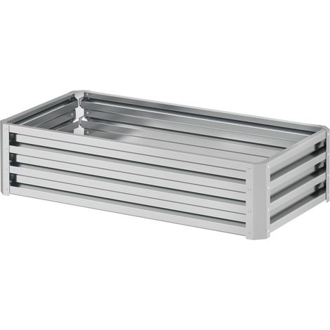 Carré potager rectangulaire en acier ondulé argent 120x60x30.5 cm (1/5)