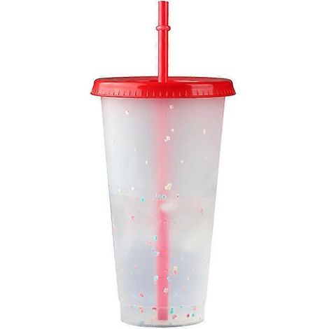 Gobelet isotherme à couleur changeante avec couvercle et paille réutilisable pour boissons chaudes/froides, motif confettis, pour adultes et enfants, 701-800 ml, LBS