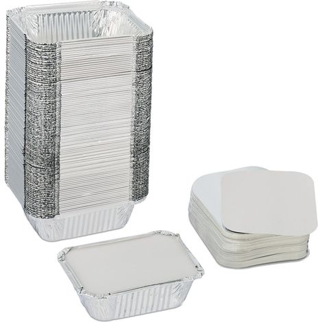 Bandejas de aluminio para alimentos con tapa - Juego de 100