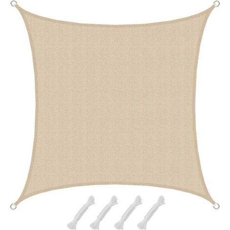 Voile d'ombrage carrée 2x2m beige - Protection solaire UV 80% - Résistante à la déchirure et à l'usure (1/5)