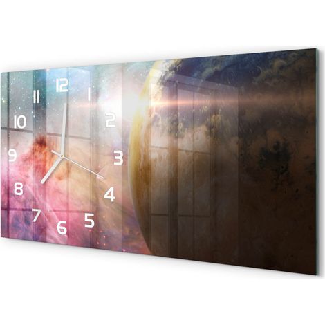 Horloge Murale Panoramique en Verre 60x30 cm Décorative Moderne Salon Cuisine Galaxie (1/5)
