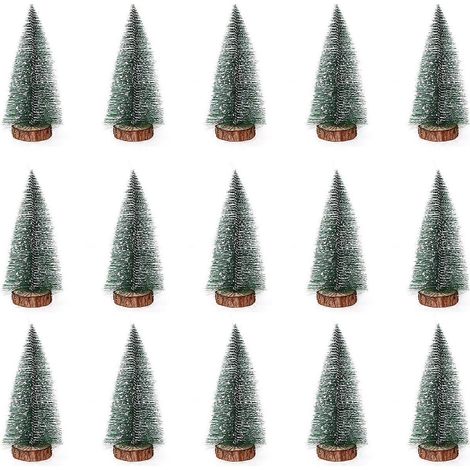 15 mini sapins de Noël blancs enneigés, décoration intérieure et extérieure, mini sapins de bureau multifonctionnels