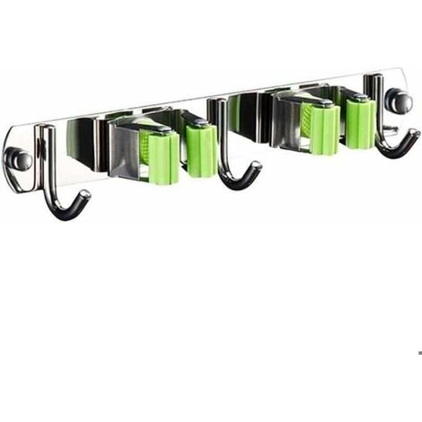 Organisateur de balai Porte-balai Porte-balai en acier inoxydable pour cuisine, salle de bain, jardin et bureau (1/4)