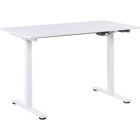 Electrically Adjustable Desk White Tabletop Powder Coated Steel Frame Sit and Stand 120 x 60 cm Modern Design GRIFTON