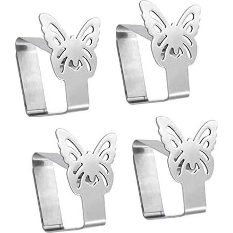 Hochwertige Tischdeckenklammern aus Edelstahl – Tischdeckenhalter – Tischklammern für drinnen und draußen – Metallklammern (4 Stück/Schmetterling) (1/4)