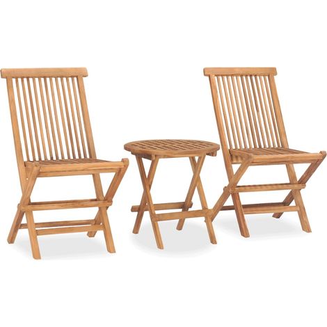 Set da Pranzo da Giardino Pieghevole 3 pz in Massello di Teak vidaXL
