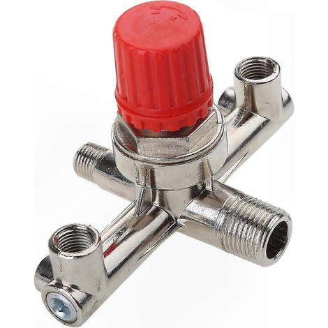 Régulateur de pression pour compresseur d'air, raccord double sortie en alliage, vanne de contrôle avec manomètre, kit de fixation pour valve, 2 orifices, robuste et précis. (1/5)