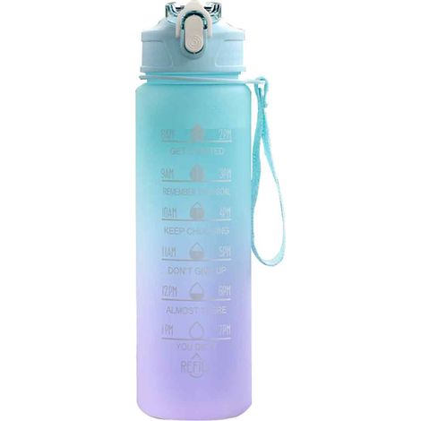 1 Gourde de sport 2L sans BPA avec marqueurs temporels paille amovible étanche pour fitness (1/5)