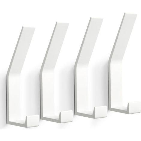 4 PCs Patères, Porte Manteau Mural (Vis Invisibles), Crochet Moderne pour Vestes, Manteaux, Vêtements, écharpes, Sacs à Main et Plus (Blanc) Blanc - (1/5)