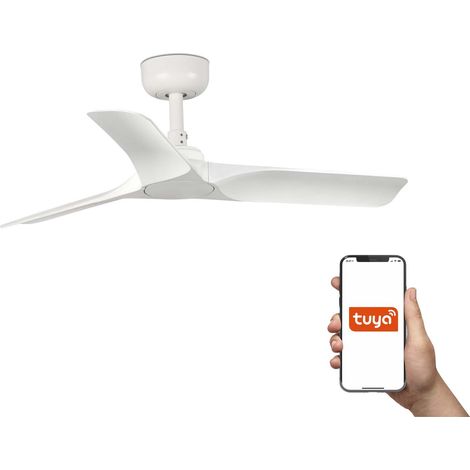 Faro Hey Petit ventilateur de plafond à 3 pales blanc mat, système intelligent Tuya (1/3)