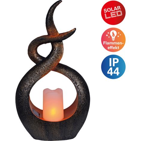 Näve Solar-Gartenleuchte LED mit Dämmerungssensor Kerzenflamme 36,5 cm braun (1/2)