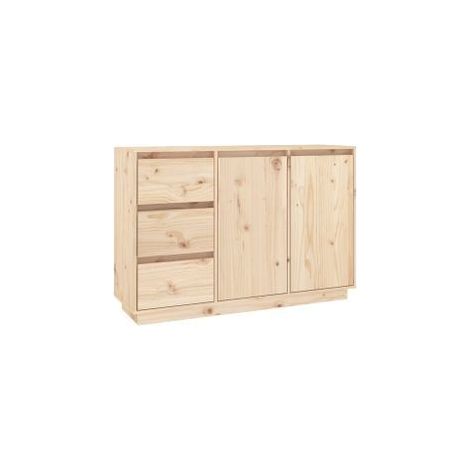 Petit buffet 2 portes 3 tiroirs en bois massif de pin Romane – Style classique et fonctionnel-Naturel (1/5)
