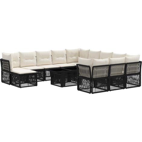 Conjunto de sofás de jardín 13 uds. Negro ratán sintético vidaXL (1/5)
