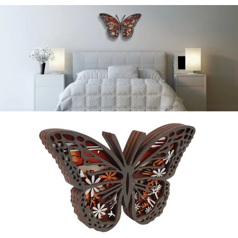 【Animales】 Ornement Bois Butterfly Hollow 3D Boxwood Sculpture Décor Nature 235g Bois Sculpté Décoratif Maison Café (1/5)