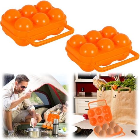 Boîtes à œufs portables lot de 2 - range-œufs 6 places 15 x 7 cm, orange (1/5)