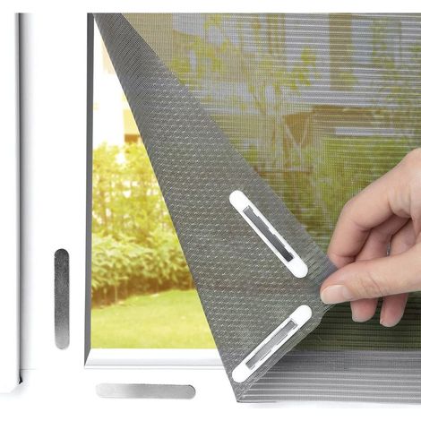 Fenstergitter mit Pollenschutz und Magic Click-System. Kann auf Fenster bis zu 150 x 130 cm zugeschnitten werden. Einfache Montage mit 12 Magneten – kein Bohren erforderlich. [Anthrazit] (1/5)