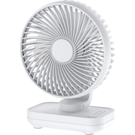 QORVA-Ventilateur de bureau blanc silencieux, batterie rechargeable USB 4000 mAh, portable, 4 vitesses, refroidissement puissant, adapté à la maison, au bureau, à la chambre à coucher (1/5)