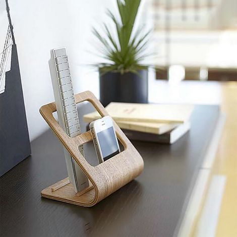 Étagère de rangement de table simple pour salon, support multifonctionnel pour télécommandes, support en bois courbé (1/5)