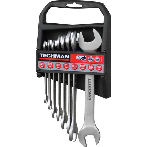 Set di 8 chiavi Double Fork Industries: 6x7 / 8x9 / 10x11 / 12x13 / 14x15 / 16x17 / 18x19 / 20x22 mm TECHMAN