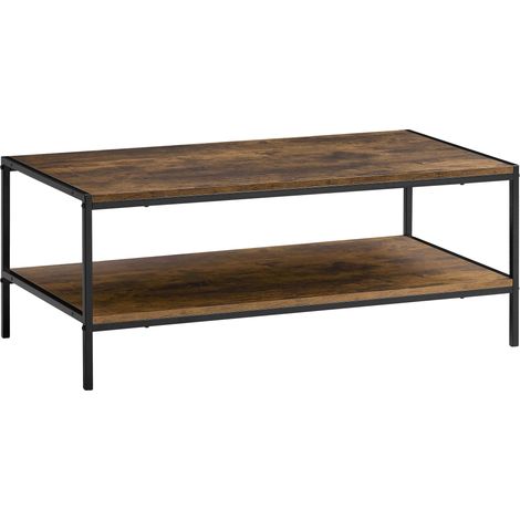 Brooklyn Coffee Table Sofa Side End Shelf Display Unit Living Room Furniture, Dark-Wood (1/5)