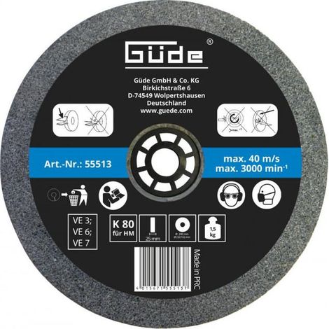 Meule abrasive pour touret G55272 et G55237 - 200 x 25 mm - grain 80