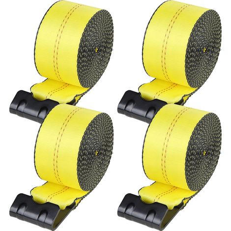 Sangles de treuil 10,2 cm x 9,1 m capacité 2722 kg pour camions et remorques jaune paquet de 4 résistantes et fiables (1/5)