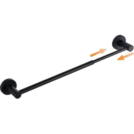 Porte-serviettes réglable de 39 à 69 cm, barre porte-serviettes murale pour salle de bain, noir, acier inoxydable SUS304 (1/5)
