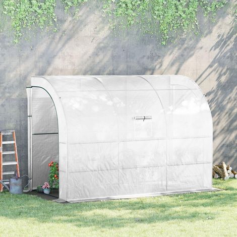 Serra 300x150x213 cm, con 3 livelli e 6 ripiani, porte con cerniera, finestra arrotolabile, plastica bianca (1/5)