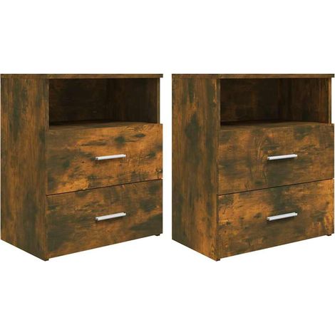 vidaXL Mesitas de noche 2 uds color roble ahumado 50x32x60 cm (1/2)