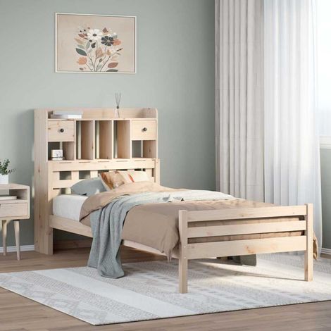 Massivholzbett mit Regal ohne Matratze 90x200 cm Kiefer (1/5)