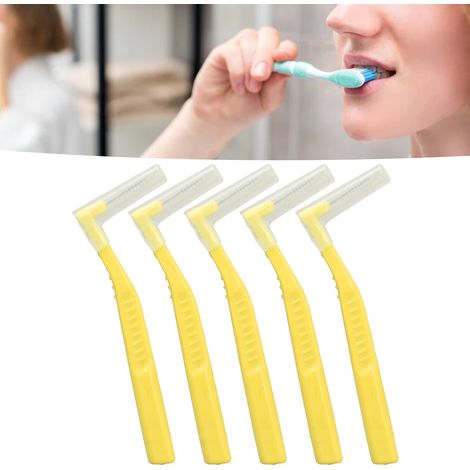 5 pièces Brossettes Interdentaires en L Nettoyage Efficace Anti-Plaque pour Appareil Dentaire et Soins Bucco-dentaires Jaune