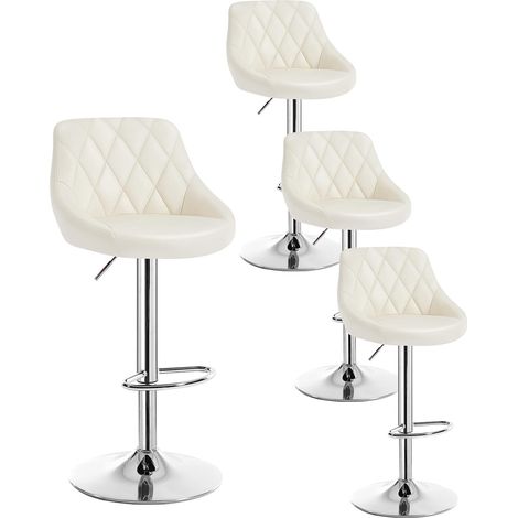 WOLTU 4x bar stools chairs Breakfast Dining stools chairs for Kitchen Adjustable Cream