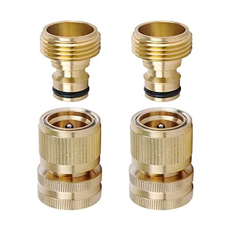 Raccord rapide en laiton pour tuyau flexible, raccord rapide fileté GHT 3/4 pouce pour tuyau d'arrosage, raccord rapide étanche pour tuyaux d'eau, ensemble deux pièces mâle et femelle. (1/5)