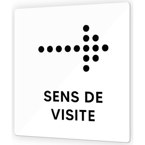 Pictogramme flèche directionnelle format 9 x 9 cm en Plexi Picto Noir · Modèle Accueil DOT Droite (1/3)