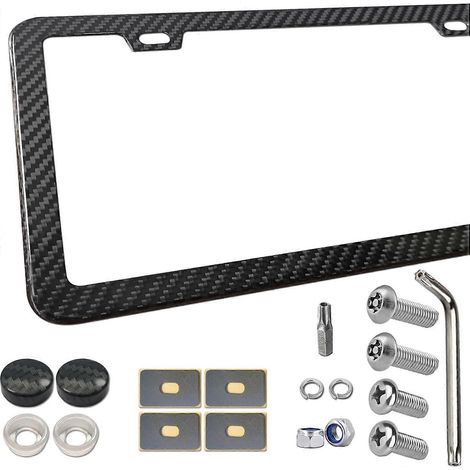 Support de plaque d'immatriculation avant kit de fixation universel pour pare-chocs cadre acier inoxydable et carbone 2 trous (1/5)