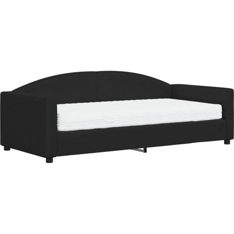 Lit adulte,Lit de jour avec matelas noir 90x190 cm tissu446425 (1/5)