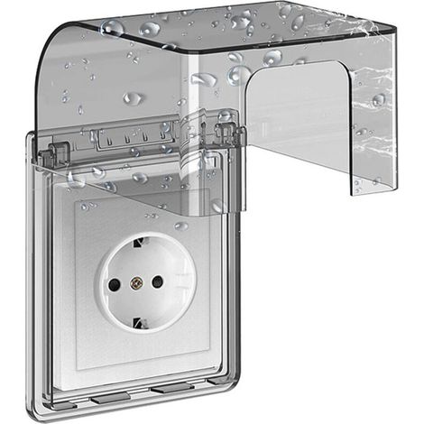 Type 86 Cache Prise Etanche Electrique Murale , Prise Electrique de Courant Etanche , Autocollant Prise Couvercle Interrupteur , 10.8x7.5x12.3cm , pour Salle de Bain et Cuisine Prise