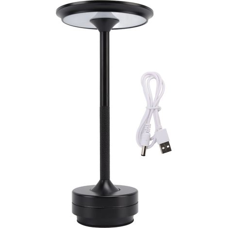 Lampada da tavolo a LED ricaricabile senza fili in alluminio nero, 28,5 cm, design moderno, illuminazione portatile regolabile. (1/5)