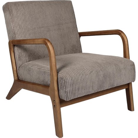 The Home Deco Factory – Fauteuil relax en tissu côtelé – Confort optimal – Coussin déhoussable 40x25cm – Pour salon moderne – Couleur gris