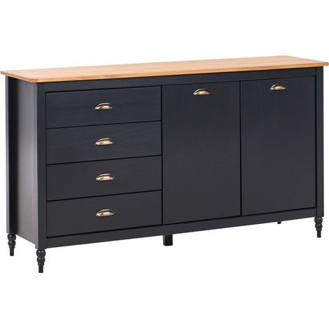 Sideboard mit 2 Türen SHILLINGTON Kiefernholz Schwarz