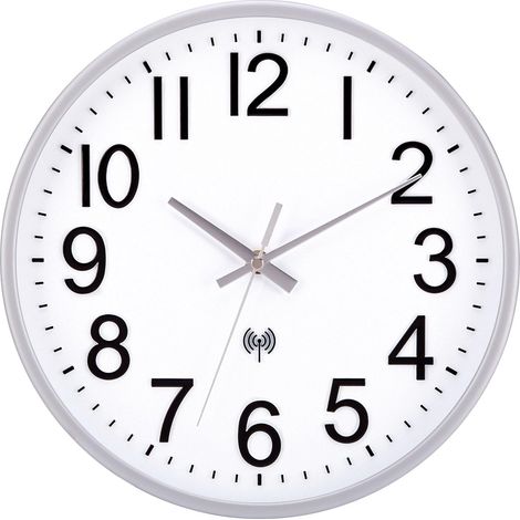Horloge Radio Pilotée 30 cm Pendules Murales Silencieuse Horloge Murale Design Moderne pour Cuisine, Bureau, Salon, Décoration Mural avec Panneau Blanc (1/5)