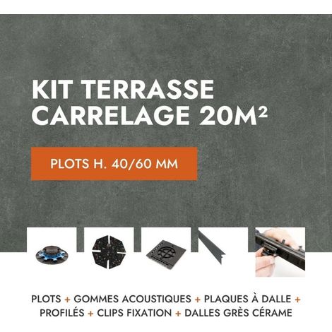 Kit carrelage terrasse 20m² - Aspect Béton Lissée 60x60 cm Glocal Classic - Mirage  - 40/60 mm (1/5)