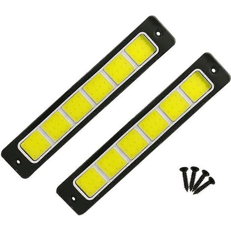 Lot de 2 feux de jour LED ultra-lumineux pour voiture, antibrouillards, étanches, flexibles, bande LED COB 190 x 35 mm, 12 V (1/5)