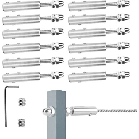 Serre-Câble - Acier Inoxydable - Pour Câble 4 mm - Fixation Métallique Hauban - 12 Pièces