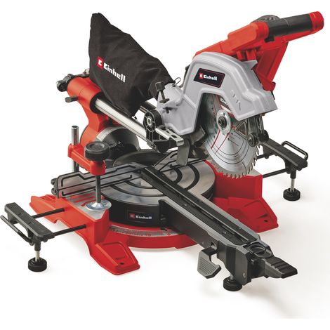 Einhell Zug-Kapp-Gehrungssäge TE-SM 8 L Dual (1800 W, max. 65 mm x 305 mm Schnitttiefe/-breite, Ø 216 mm Sägeblatt, beidseitig neigbarer Sägekopf, Zugfunktion, Laser)