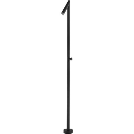 Columna de Ducha Tubular para Piscina, Jardín y SPA, Rociador Tubular de Ø50MM, Grifo 90°, Monofluido 1 Vía, Agua Fría (Negro Mate) (1/5)